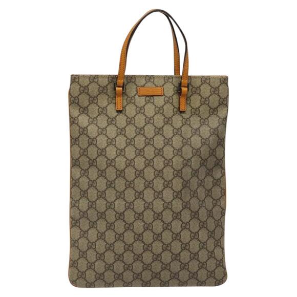 GUCCI GG Supreme Hand Bag Pvc Beige Silver - Picture 2 of 16
